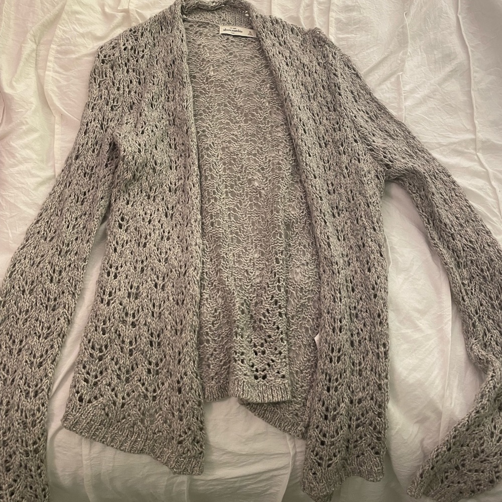 Abercrombie Grey Crochet Cardigan